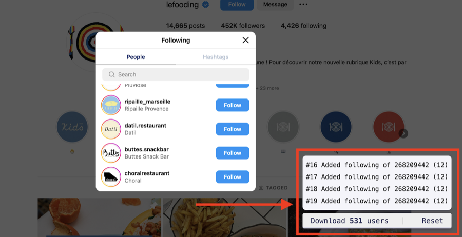 Scrape Instagram followers, following list and post authors for free and enrich them